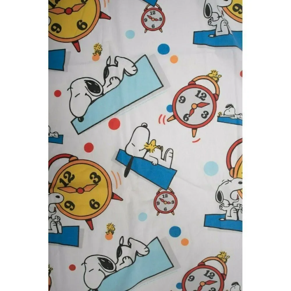 Vtg 60s Peanuts Twin Flat Sheet Snoopy Woodstock